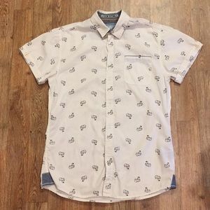 White Swan Print Button-Up